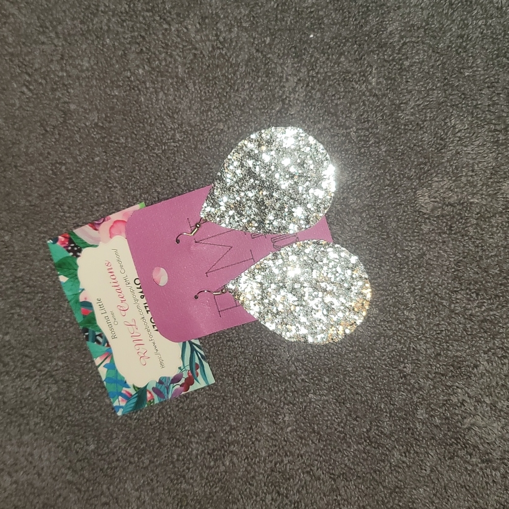 Faux leather glitter earrings